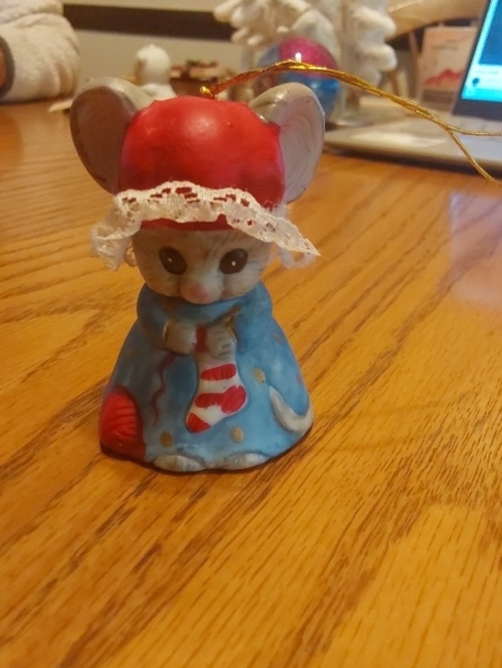 Vintage 1980s Jasco Lil Chimers "Soft N Snoozy" Mouse Bell Ornament